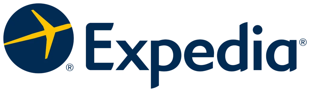 Expedia travel booking platform displaying flight search results and package options