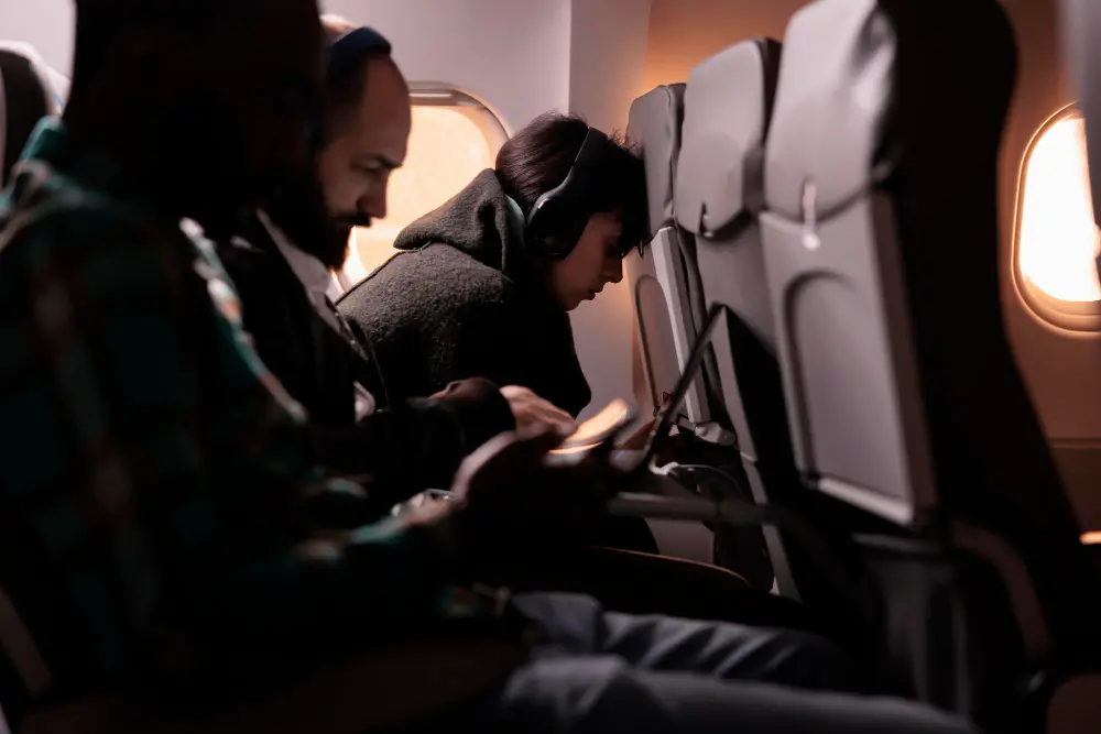 travelers checking departure boards at an airport while waiting during a flight layover