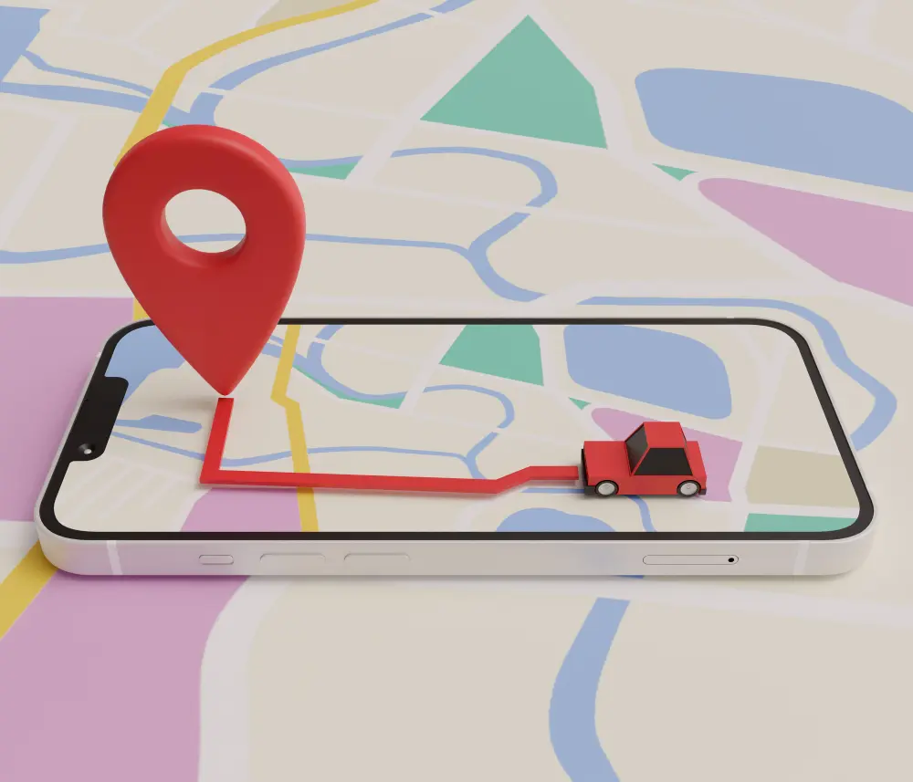 A person using Google Maps on a smartphone to set a starting point and destination for a road trip, illustrating how to plan a road trip on google maps step by step.